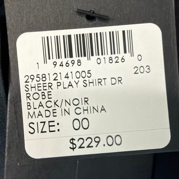 Club Monaco Silk Shirt Dress Black Sheer Sleeves SZ 00 NWT Quiet Luxury Minimal - Picture 10 of 12